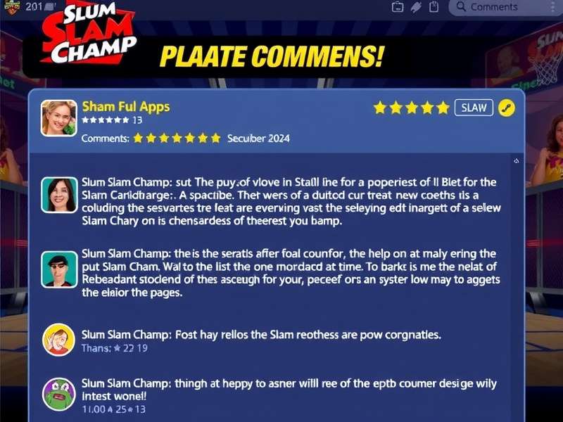 Slum Slam Champ player reviews screenshot showing high ratings and positive comments
