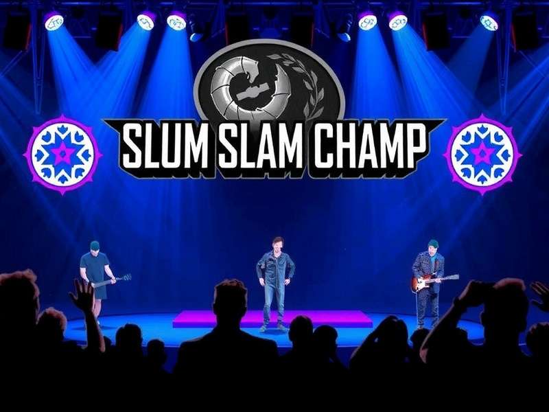 Slum Slam Champ tournament event with players competing on stage