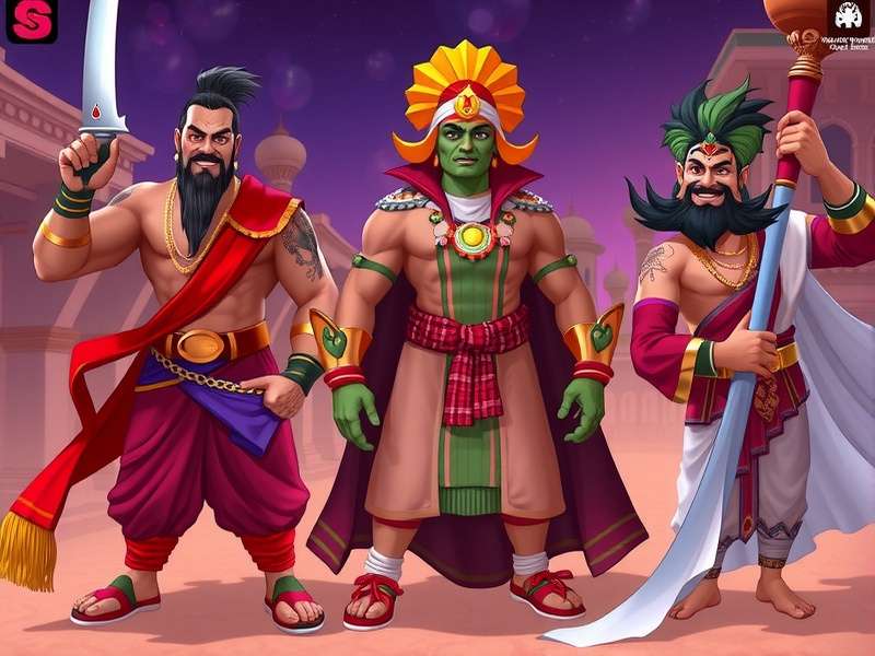 Slum Slam Champ fan art showing characters in traditional Indian festival attire